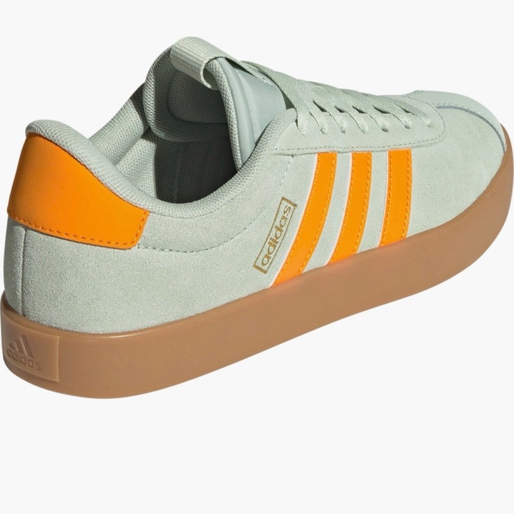 Adidas Mint Green Suede Sneaker w Orange Accents